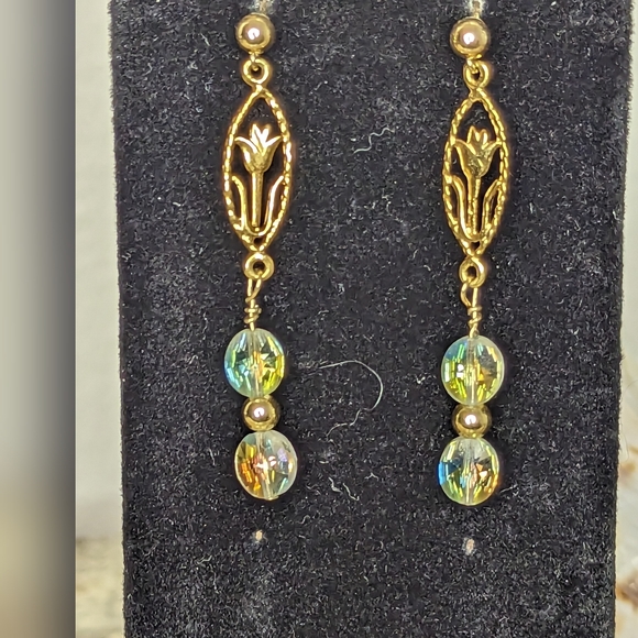 Park Lane Gold Tone, Aurora Borealis Earrings - Picture 1 of 6